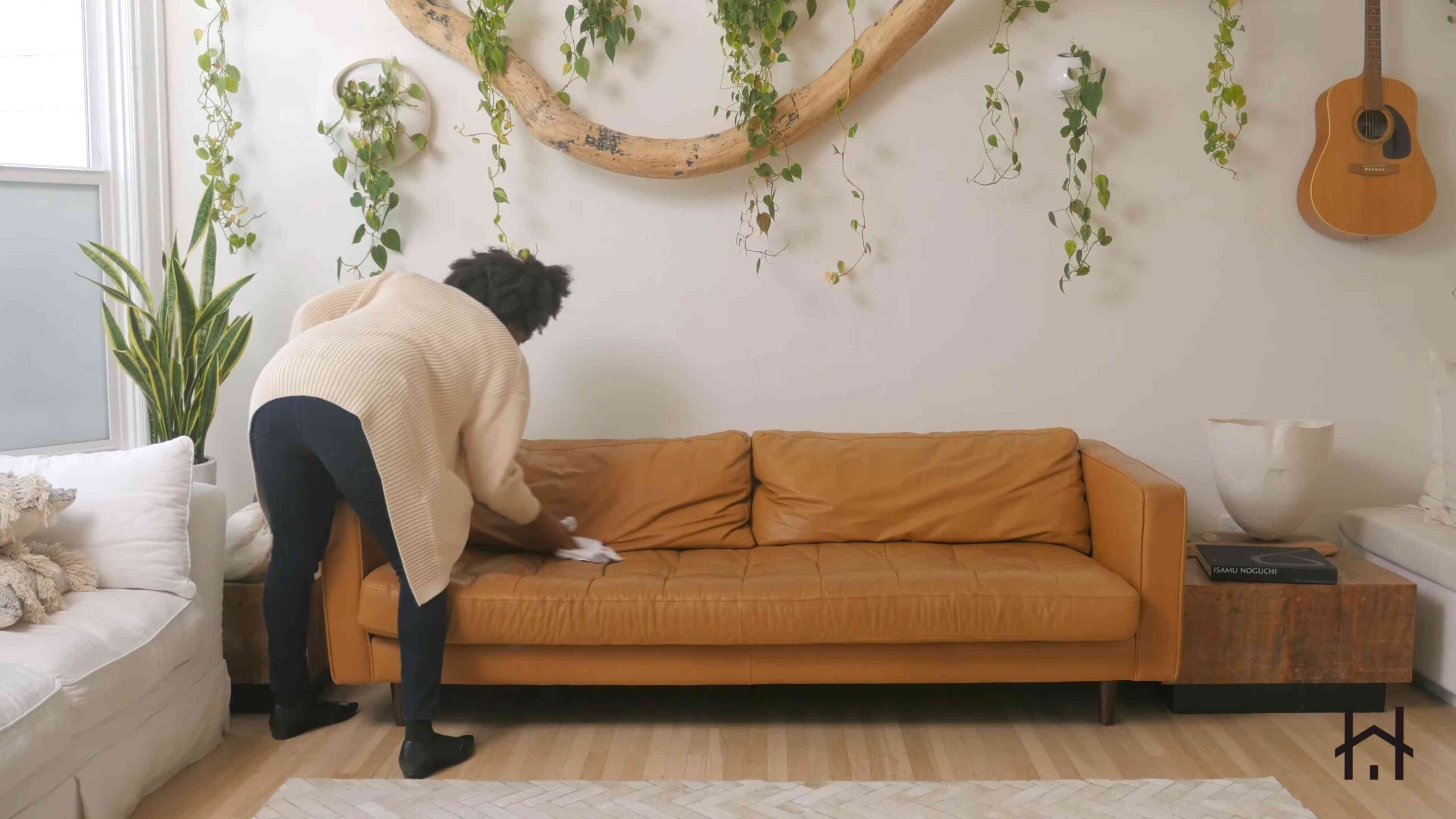Leather couch cleaning
